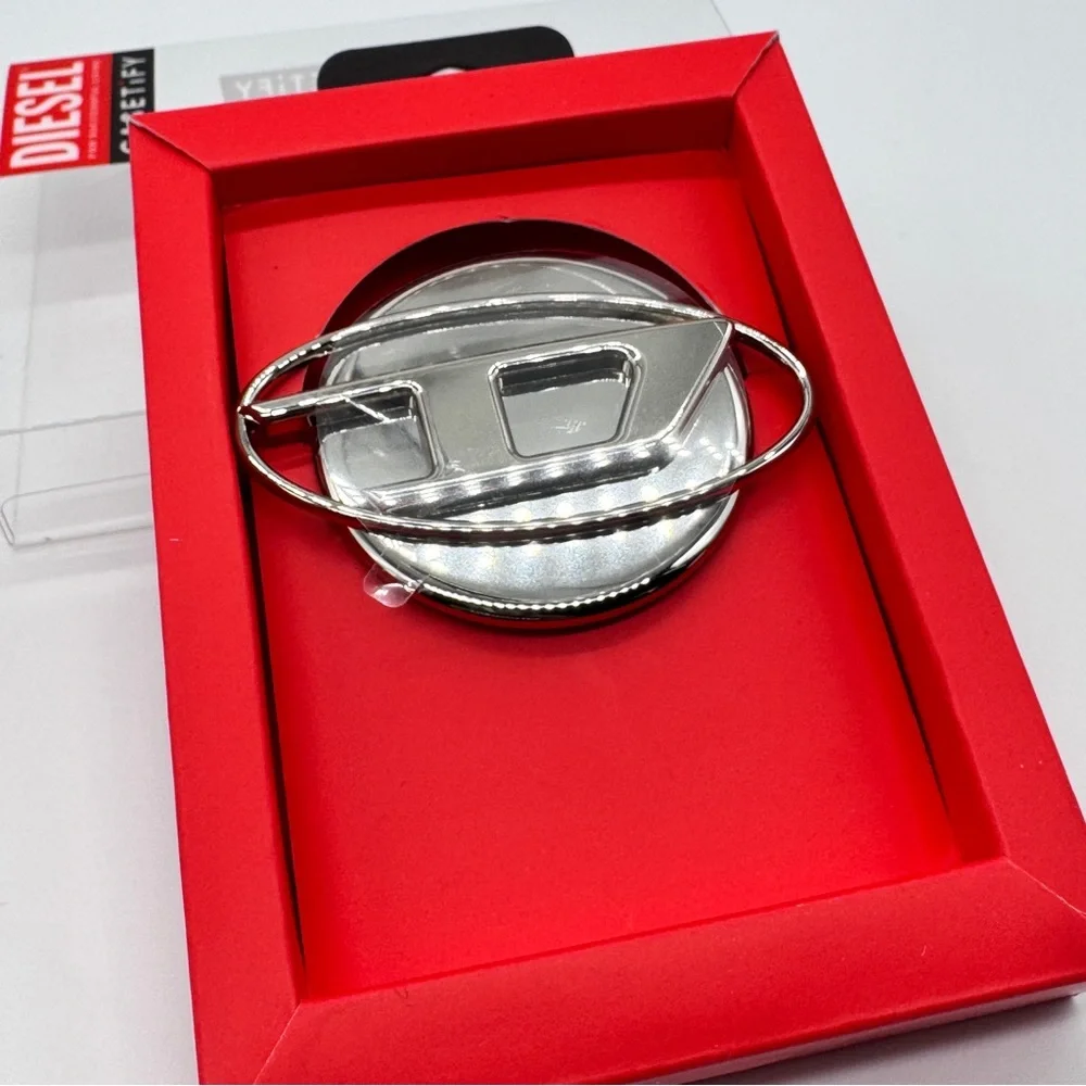 Diesel x Casetify Silver Metal Popup Stand Accessory For Magsafe Mobile Phone